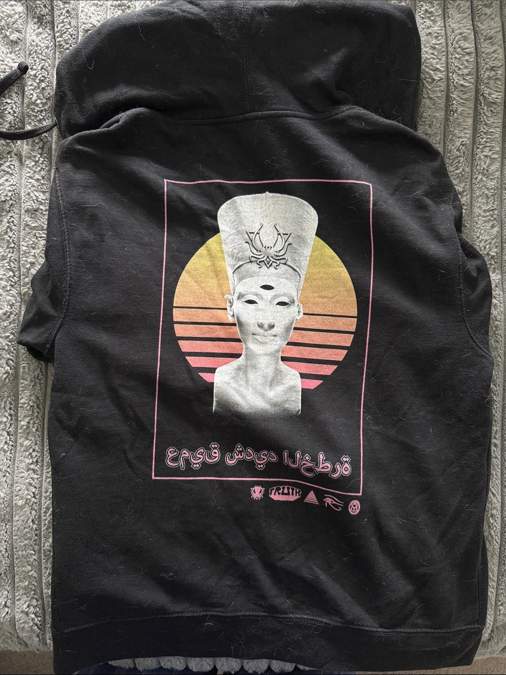 Truth Black Zip Hoodie with Pink Octopus Chest and Sleeve Graphics - Picture 2 of 2